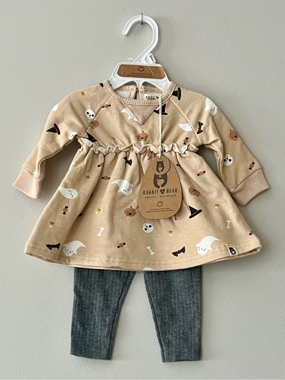 Rabbit + Bear Organic Halloween Dress Leggings Set 0-3M NWT